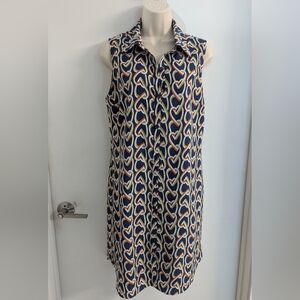 Cabi Amour Heart Chain Button Front Sleeveless Shirt Dress Size S